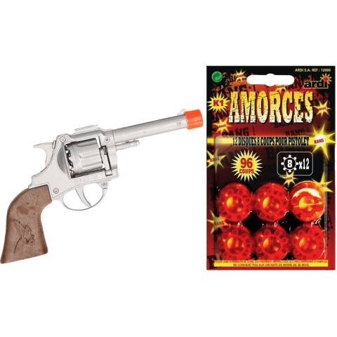 Cowboy verkleed speelgoed revolver/pistool - metaal - met 240 schots plaffertjes -