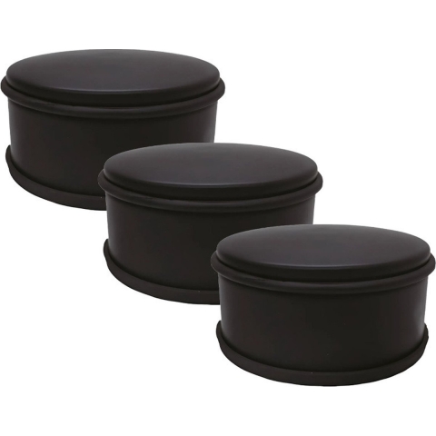 Deurstopper voor binnendeuren - 3x - zwart - rond - 1,2 kg - 12 x 6 cm - met rubberen rand -