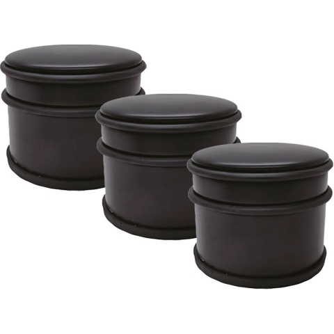Deurstopper - 3x - zwart-mat - D9 cm - 1,1 kg -