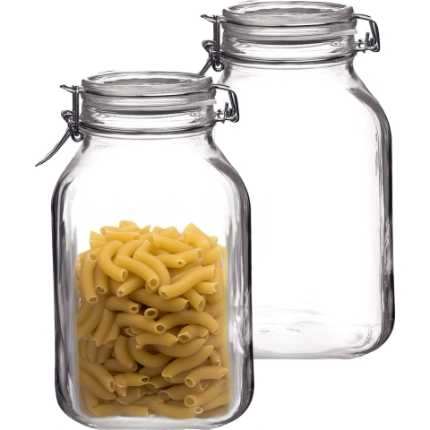 Voorraad/weckpot - 2x - transparant - glas - 24 x 14 cm - 3 L - Bormioli Rocco -