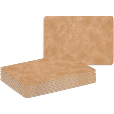 Placemats - 10x - lederlook - lichtbruin - 42 x 30 cm - tafel dekken - onderleggers -