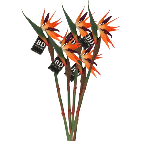 Kunstbloem Strelitzia/Paradijsvogelplant - 5x - 84 cm - losse steel - kunst zijdebloem -