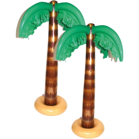Opblaasbare kleine palmboom - 2x - 90 cm - Tropische Hawaii thema - decoraties/versieringen -