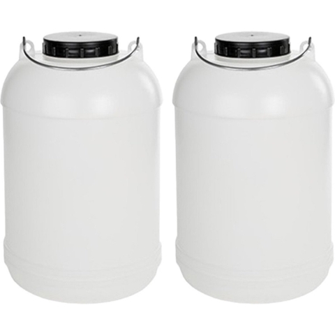 Jerrycan container voor vloeistof/voedsel/wecken - 2x - 10 liter - Kunststof - met draaidop - 22 x -