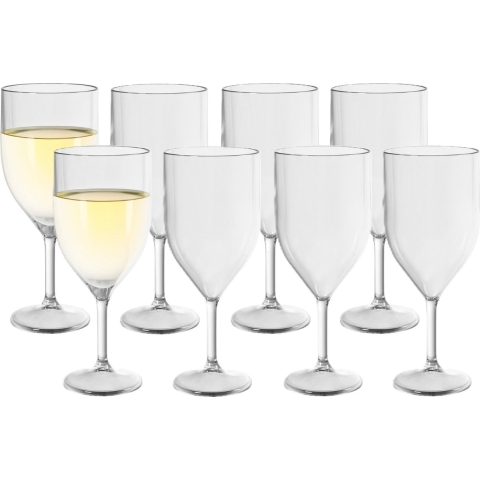 Duni Wijnglas Any Day - 8x - onbreekbaar kunststof - 230 ml - vaatwasser bestendig -