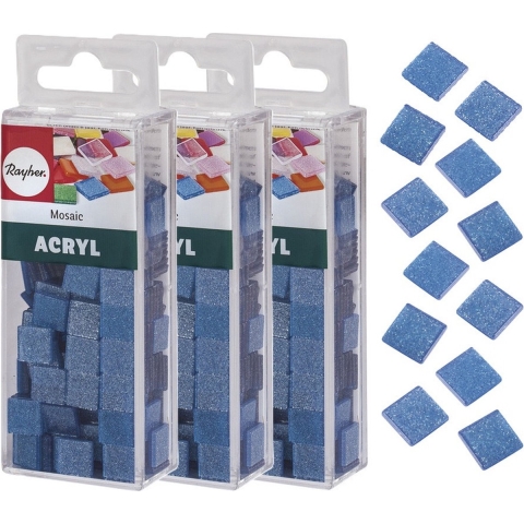 Mozaiek steentjes/tegeltjes - 615x stuks - blauw - 1 x 1 cm - Mozaieken maken - Kunststof -