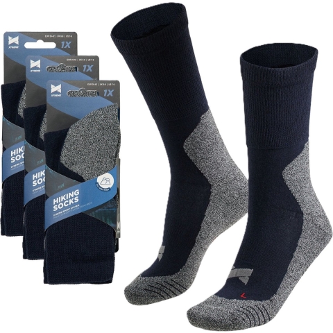 Apollo wandelsokken 3x paar - blauw - volwassenen - maat 35/38 - Outdoor - Coolmax 35/38 -