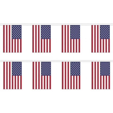 Amerika/USA vlaggenlijn van stof - 2x - 300 cm - polyester - landen vlaggetjes - versiering -