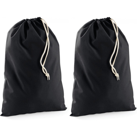 Zwart katoenen canvas opberg tasjes met afsluitkoord - 25x - 25 x 30 cm - cadeau tasje/goodie bags -