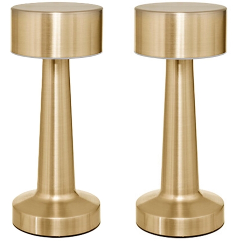 Portable tafellamp Caracas - 2x - goud - aanraaksensor - op batterijen - binnen/buiten - H21 cm -