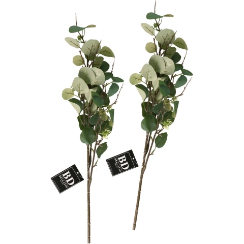 Kunstbloem/kunsttak Eucalyptus Narvik - 2x - 92 cm - lichtgroen - kunst zijdebloemen -