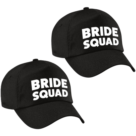 Vrijgezellenfeest baseballcap/petje - 6x - Bride Squad - zwart - dames -