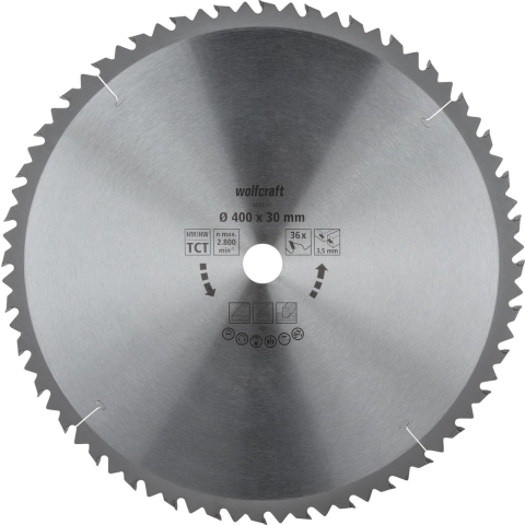 Wolfcraft Tafelcirkelzaagblad | HM | 36 Zähne | Ø400mm | 1 stuk - 6594000