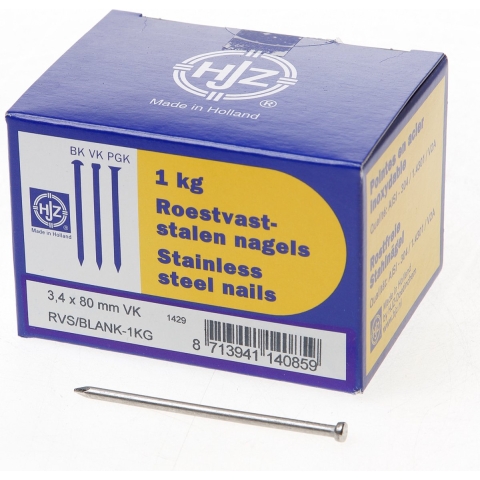 Hoenderdaal Draadnagel Rvs-A2 Vk 3.4X80 | 1 kg - 8003.30.01810