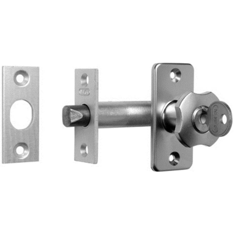 Nemef 2602/4-50 mm blister Insteekgrendel | DM50mm | voorplaat F1 geëloxeerd 22x55mm rechthoekig | F1 geëloxeerde knop | rozet | schoot zamac verzinkt