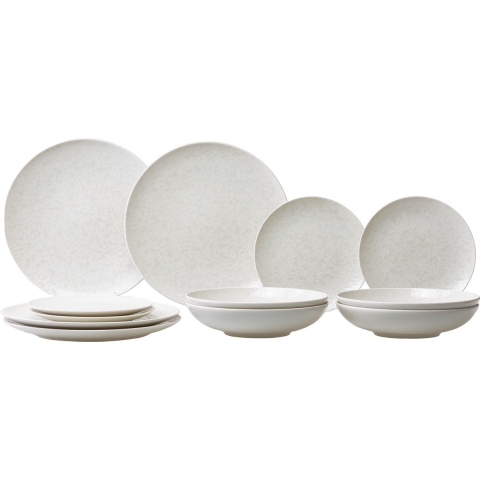 Arthur Krupp Serviesset Eclipse Day - 12-delig / 4 personen - 4 platte borden (ø 20 cm), 4 platte borden (ø 27,5 cm) en 4 diepe borden (ø 22 cm)