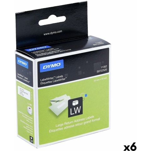 Printerlabels Dymo 500 Onderdelen 25 x 54 mm Wit Zwart (6 Stuks)