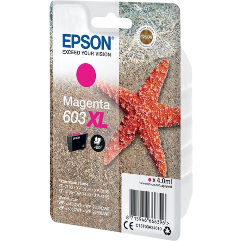 Epson inktcartridge 603 XL, 4 ml, OEM C13T03A34010, magenta 10 stuks