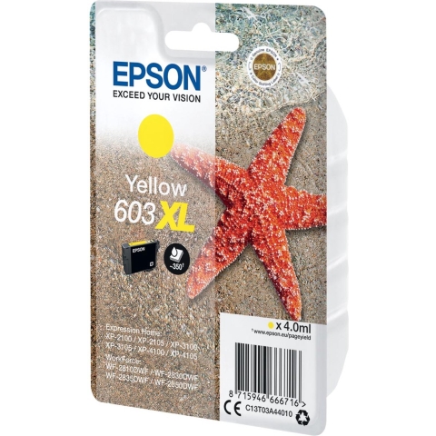 Epson inktcartridge 603 XL, 4 ml, OEM C13T03A44010, geel 10 stuks