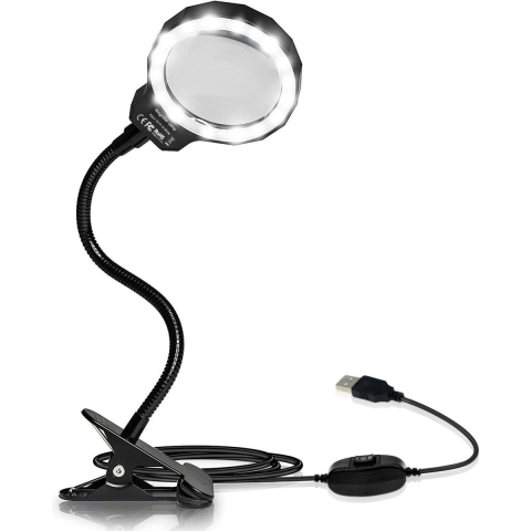 Loeplamp vergrootglas - Loeplamp met LED verlichting - Voor Kinderen/Volwassenen/Senioren/Lezen/Tekenen/Hobby met Tafelklem - Vergrootglas met verlichting Earkings