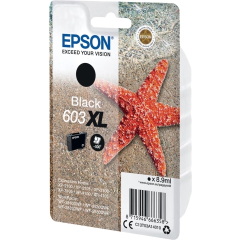 Epson inktcartridge 603 XL, 3,4 ml, OEM C13T03A14010, zwart 10 stuks