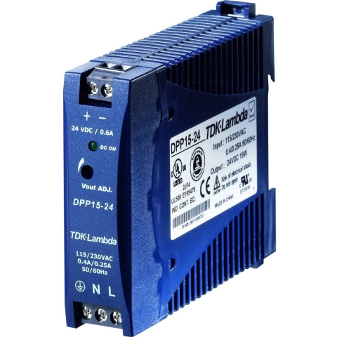 TDK-Lambda DPP15-24 DIN-rail netvoeding 24 V/DC 0.63 A 15 W Aantal uitgangen: 1 x Inhoud: 1 stuk(s)