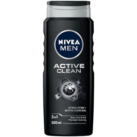 3x Nivea Men Douchegel Active Clean 500 ml