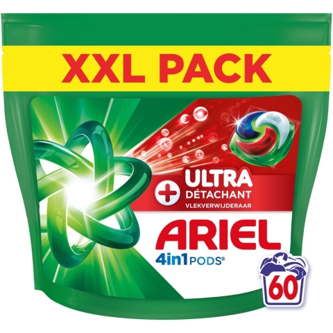 2x Ariel 4in1 Wasmiddel Pods Ultra Vlekverwijderaar 60 stuks