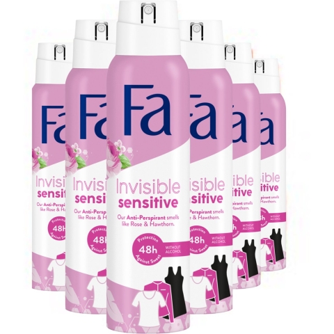 6x Fa Deodorant Spray Invisible Sensitive 150 ml