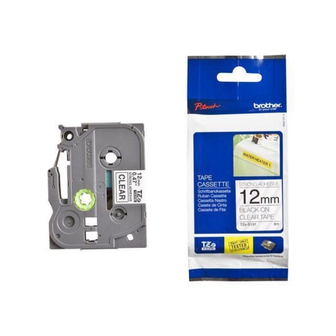 Brother TZe-S131 Labeltape extra sterk klevend Tapekleur: Transparant Tekstkleur: Zwart 12 mm 8 m
