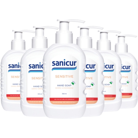 6x Sanicur Handzeep Sensitive 300 ml