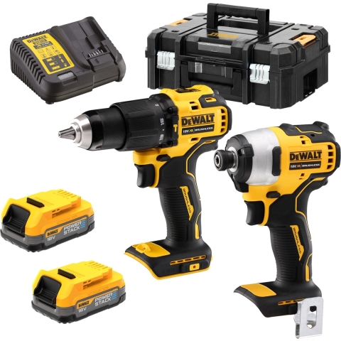 DeWALT DCK2062E2T 18V Li-ion XR Accu Klopboor-/-schroefmachine (DCD709)&Accu Slagschroevendraaier (DCF809) Combiset (2x POWERSTACK Accu) In TSTAK - Koolborstelloos