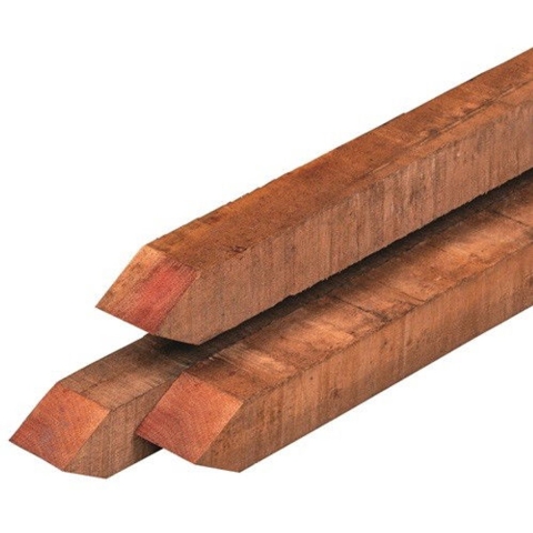 Paal hardhout fijn bezaagd gepunt 4,0x4,0x120 cm Tuindeco - Tuindeco