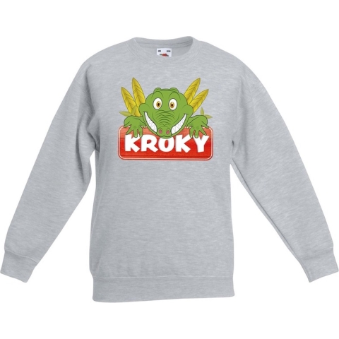 Sweater grijs voor kinderen met Kroky de krokodil 7-8 jaar (122/128) -
