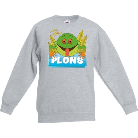 Sweater grijs voor kinderen met Plons de kikker 9-11 jaar (134/146) -