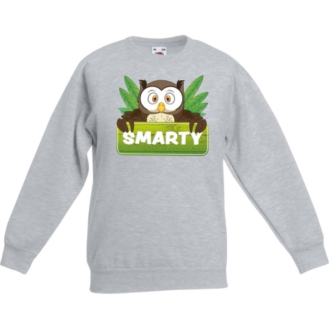 Sweater grijs voor kinderen met Smarty de uil 3-4 jaar (98/104) -