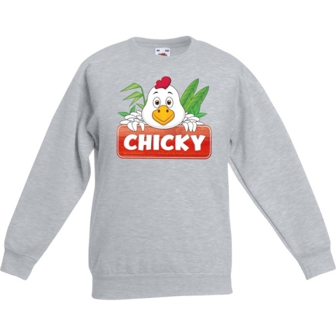 Sweater grijs voor kinderen met Chicky de kip 12-13 jaar (152/164) -