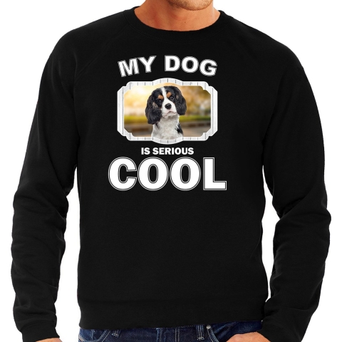 Spaniel honden sweater / trui my dog is serious cool zwart voor heren L -