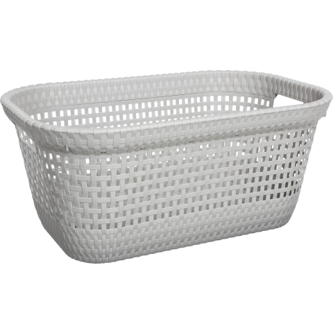 Wasmand van rotan gevlochten - beige - kunststof - 45 liter - 59 x 38 x 26 cm -