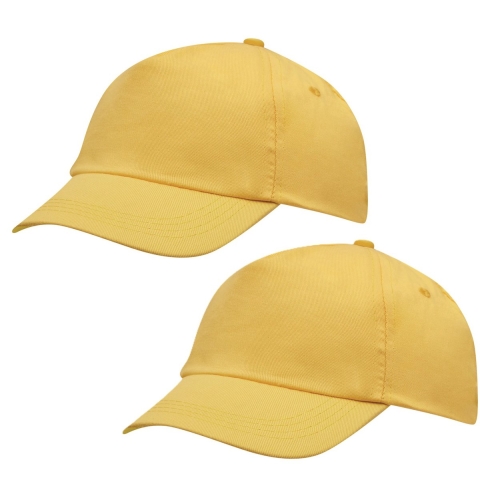 5-panel baseballcap geel met klittenbandsluiting voor volwassenen 10 stuks -