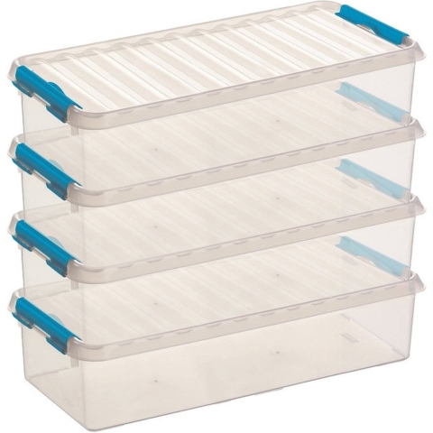 6x sunware q-line opberg box/opbergdoos - 6.5 liter - 48 x 19 x 10 cm - kunststof - transparant -