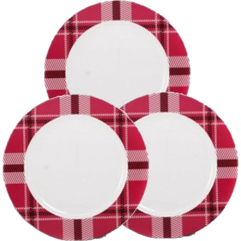 Bord 10x kunststof rood/wit motief 33 cm -