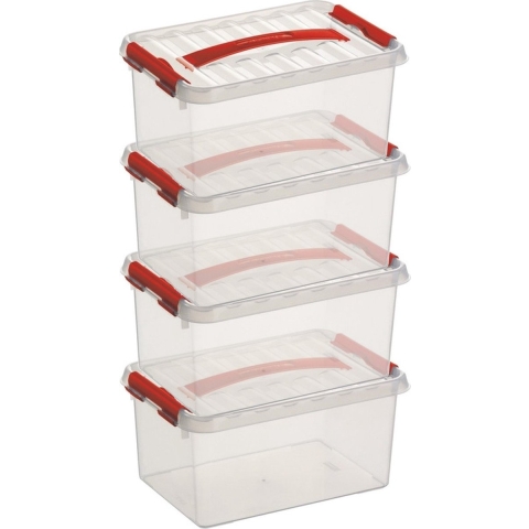 10x sunware q-line opberg box/opbergdoos - 6 liter - 30 x 20 x 14 cm - kunststof - transparant -