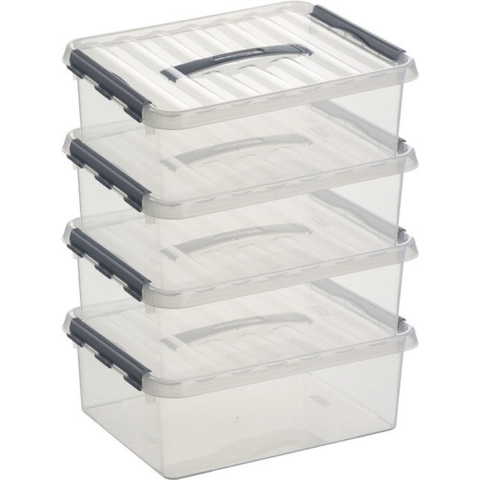 12x sunware q-line opberg box/opbergdoos - 12 liter - 40 x 30 x 14 cm - kunststof - transparant -
