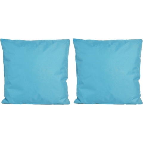 Set van 2x stuks bank/Sier kussens voor binnen en buiten in de kleur lichtblauw 45 x 45 cm Tuinkusse -