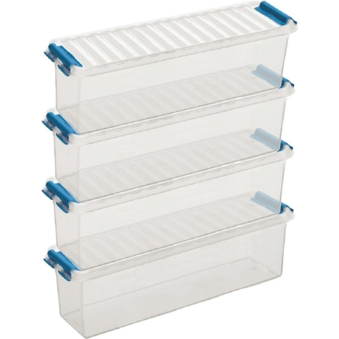 8x sunware q-line opberg box/opbergdoos - 1.3 liter - 27 x 8 x 9 cm - kunststof - transparant -