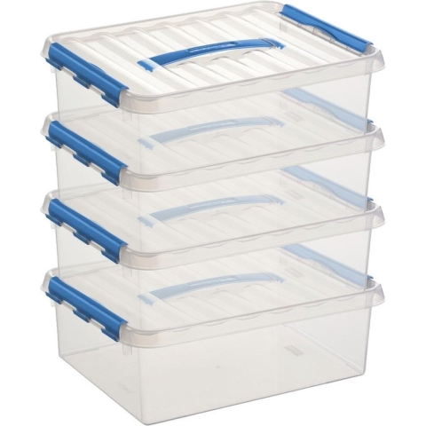 5x sunware q-line opberg box/opbergdoos - 10 liter - 40 x 30 x 11 cm - kunststof - transparant -