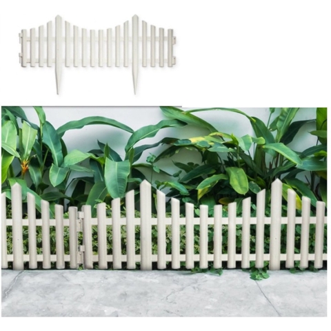 PlasticForte Flexibele borderrand/hekje - 24x stuks - 60 cm - wit - kunststof -