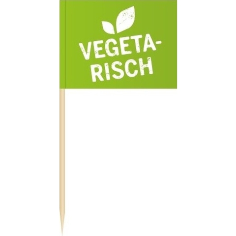 Cocktailprikkers Vegetarisch - 150x - 8 cm -mini vlaggetjes -Houten spiesjes -