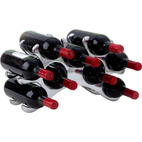 Modern stijlvol Wijnrek voor 9 flessen - chrome - metaal - 42 x 25 cm -